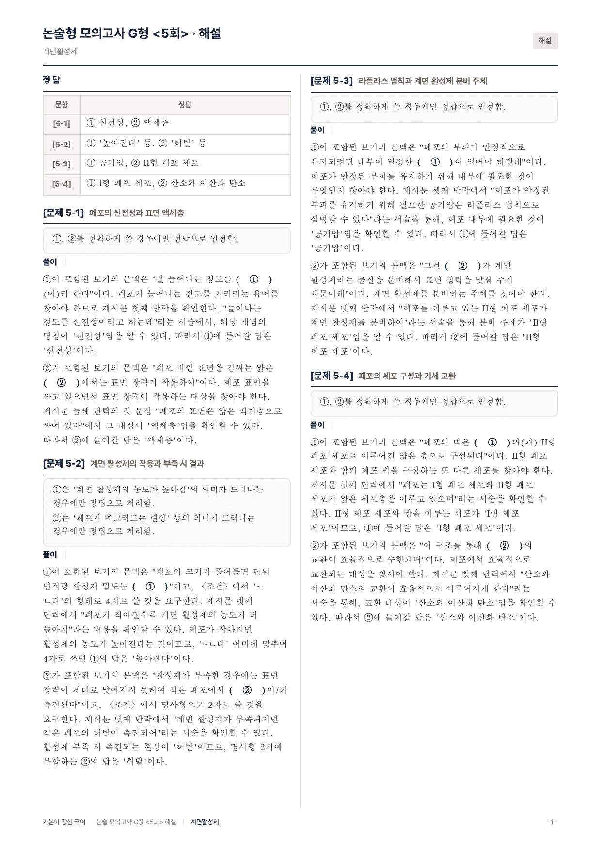 2027 가천대 약술 대비 독서 개념학습 폐포 라플라스법칙 계면활성제_preview_undefined