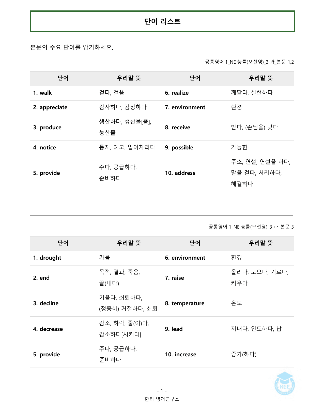 공통영어1_NE능률(오선영)_3과_20단계 워크북_한티영_preview_undefined