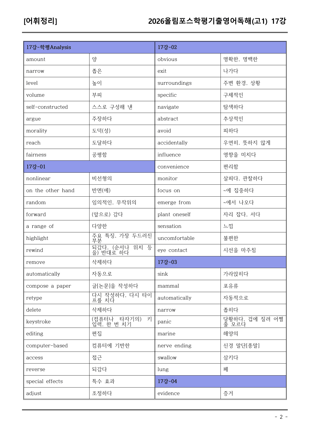 26EBS올림포스학평기출(고1) 17강 어휘+워크북+기본변형_preview_undefined