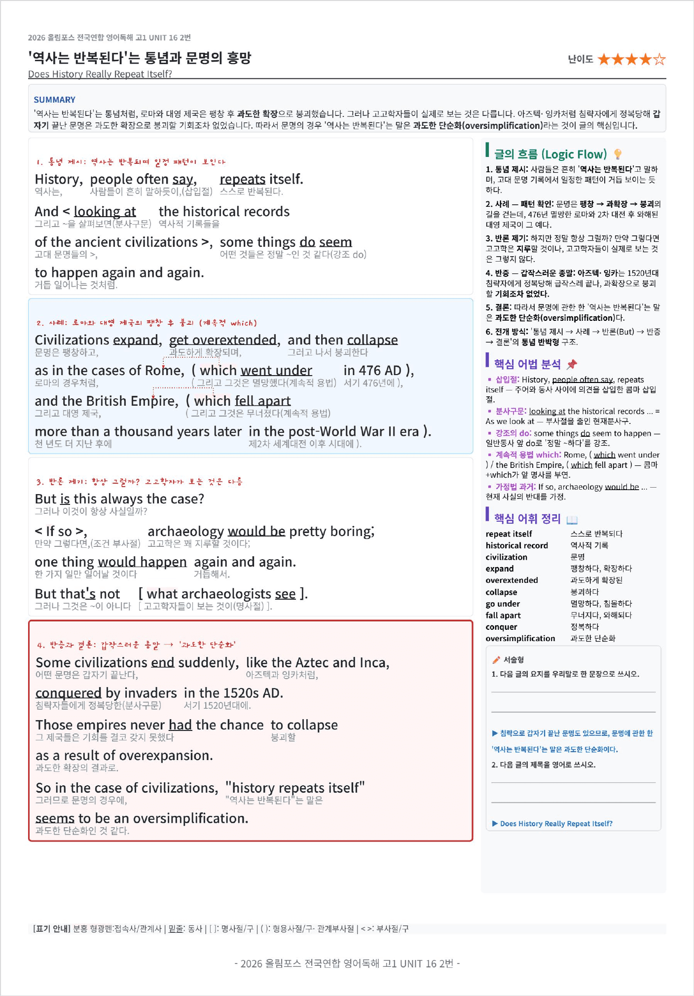 2026 올림포스 전국연합학력평가 영어독해 고1 UNIT 16 킹스분석_preview_undefined
