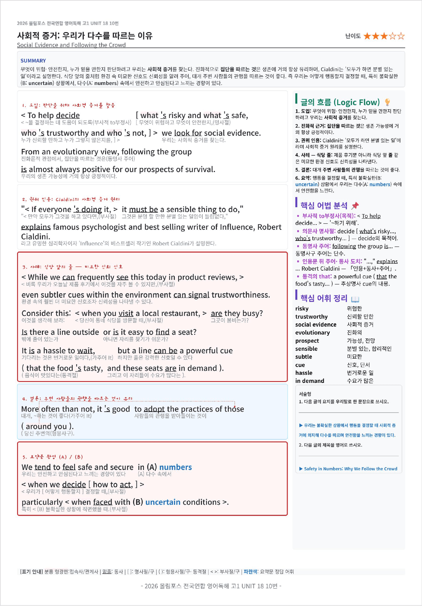 2026 올림포스 전국연합학력평가 영어독해 고1 UNIT 18 킹스분석_preview_undefined