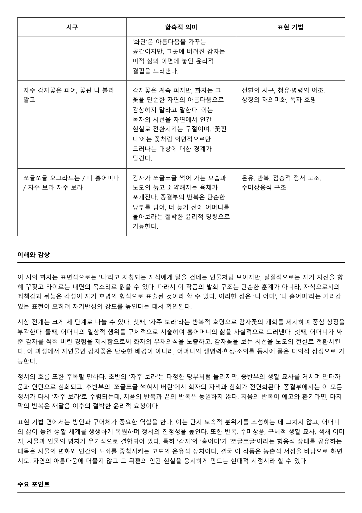 2026학년 6월 고1 문학 보라, 감자꽃 A형(OX, 분석)_preview_undefined
