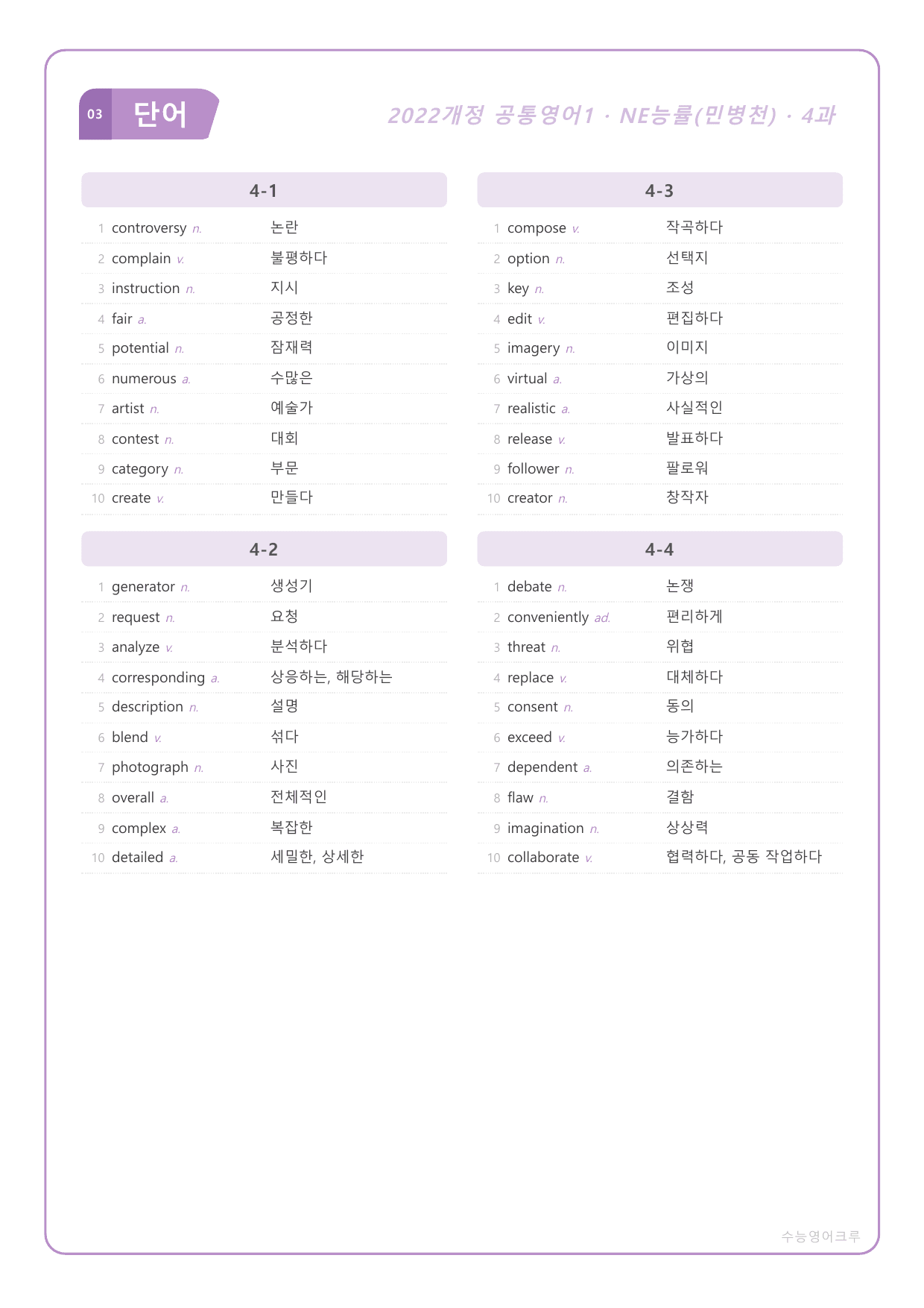 (2022개정)_공통영어1_NE능률(민병천)_4과_All at Once_preview_undefined