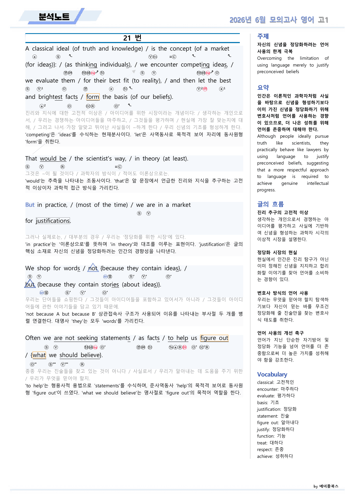 2026년 6월 모의고사 영어 고1 분석노트 본문분석 by 메이플북스_preview_undefined
