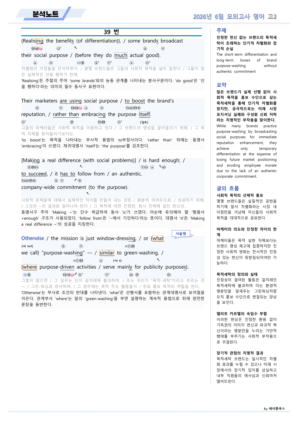 2026년 6월 모의고사 영어 고2 분석노트 본문분석 by 메이플북스_preview_undefined