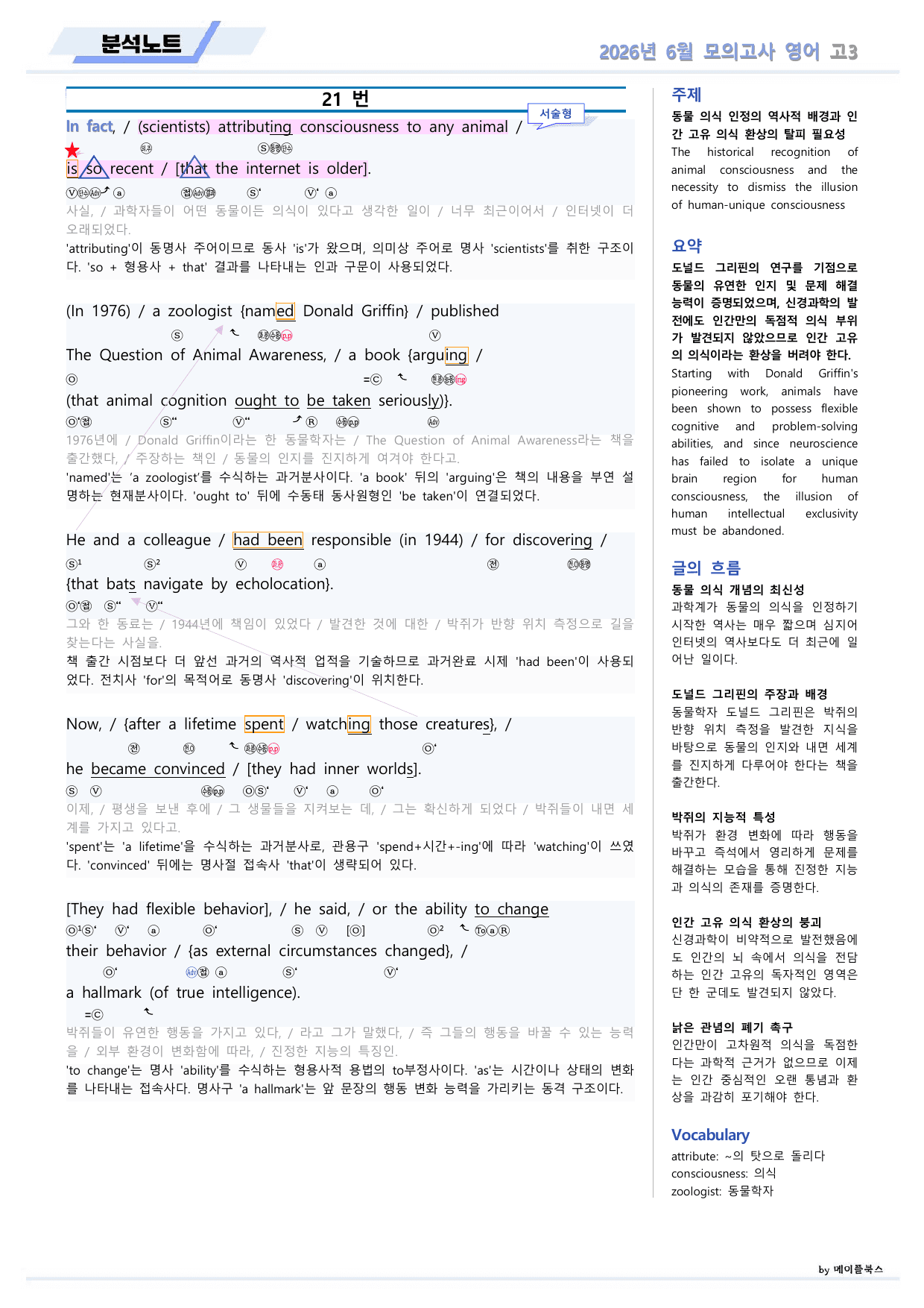 2026년 6월 모의고사 영어 고3 분석노트 본문분석 by 메이플북스_preview_undefined