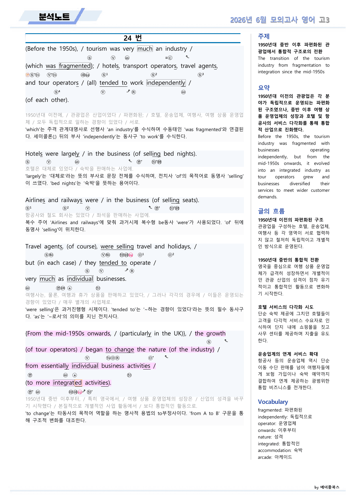 2026년 6월 모의고사 영어 고3 분석노트 본문분석 by 메이플북스_preview_undefined