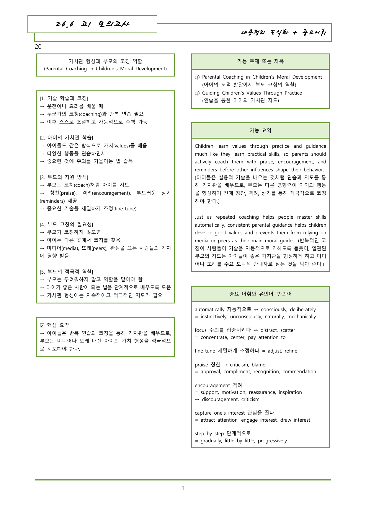 26년 6월 고1 모의고사 영어 내용정리 도식화+유의어_preview_undefined