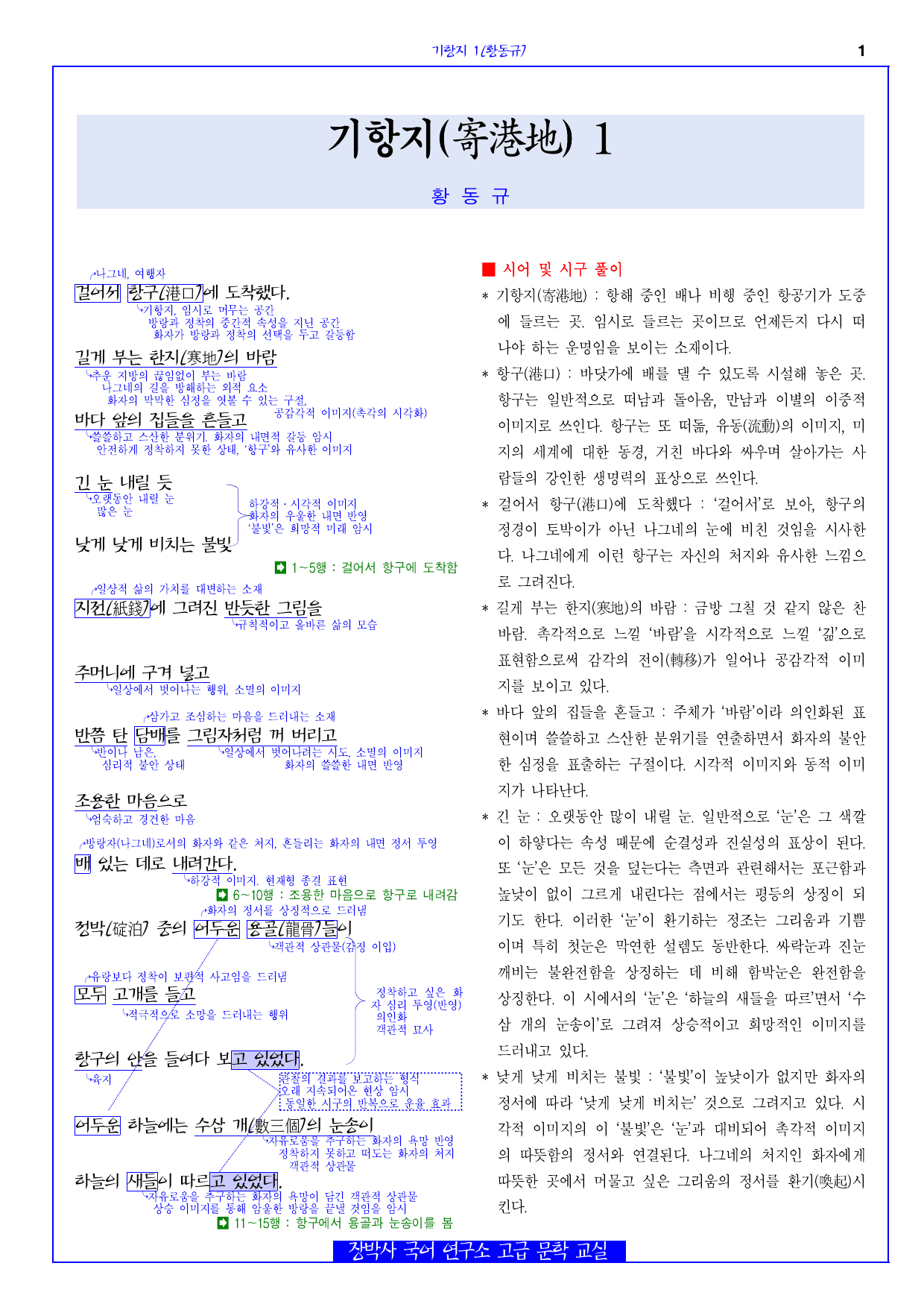 기항지 1(황동규) 분석+해설+문제_preview_undefined