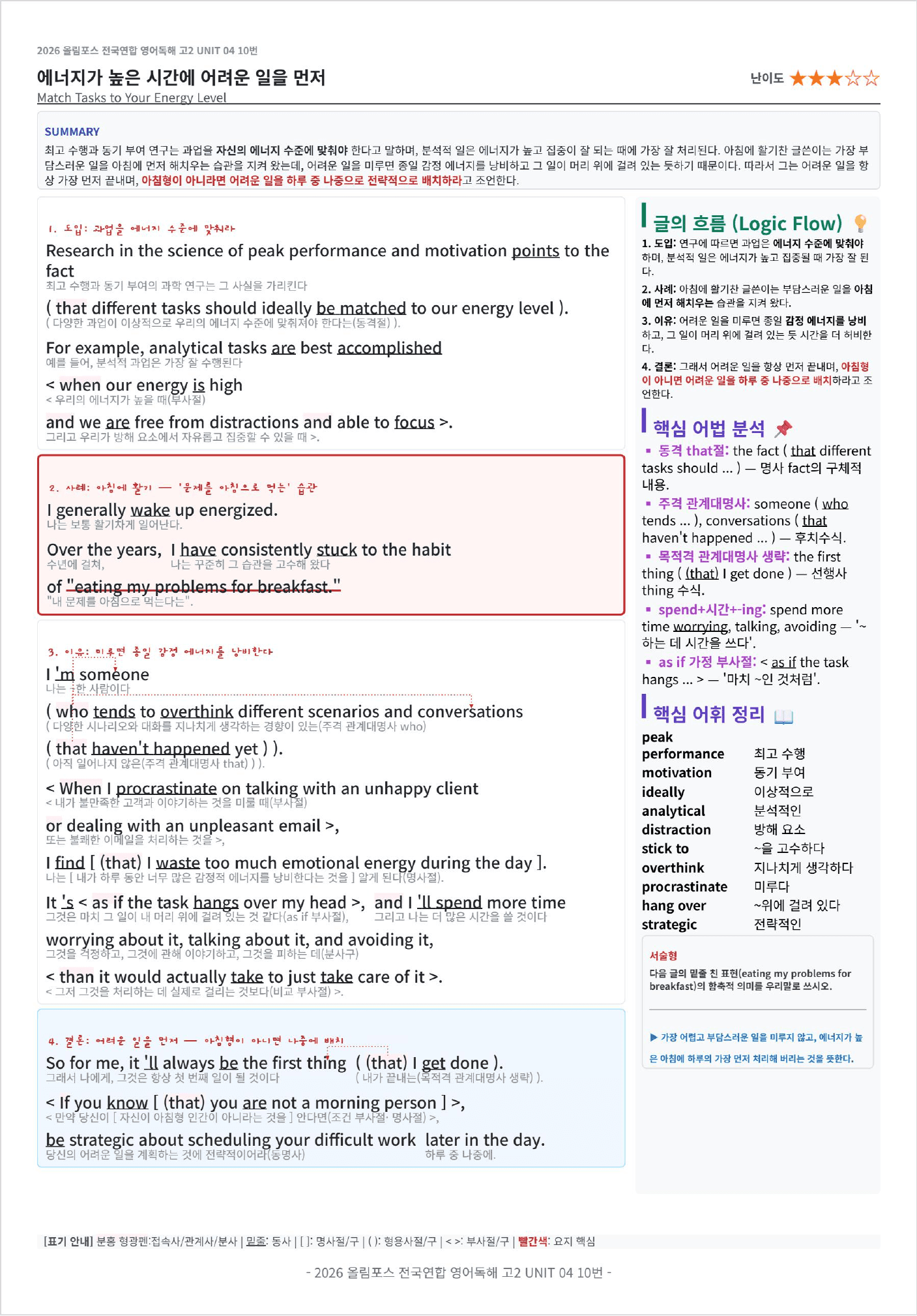 2026 올림포스 전국연합학력평가 영어독해 고2 UNIT 4 킹스분석_preview_undefined