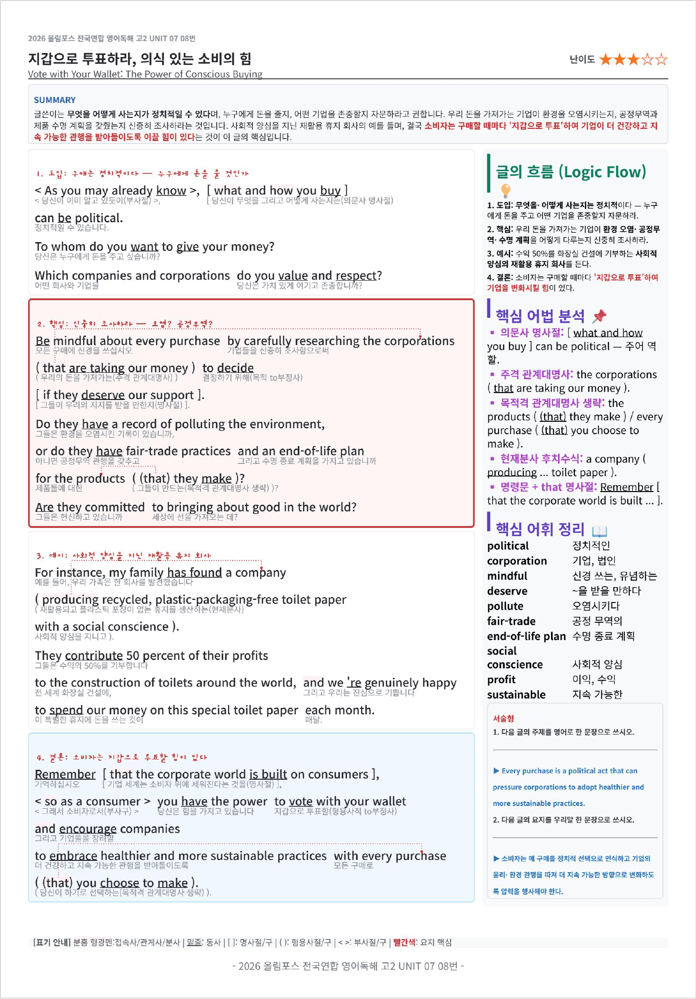 2026 올림포스 전국연합학력평가 영어독해 고2 UNIT 7 킹스분석_preview_undefined