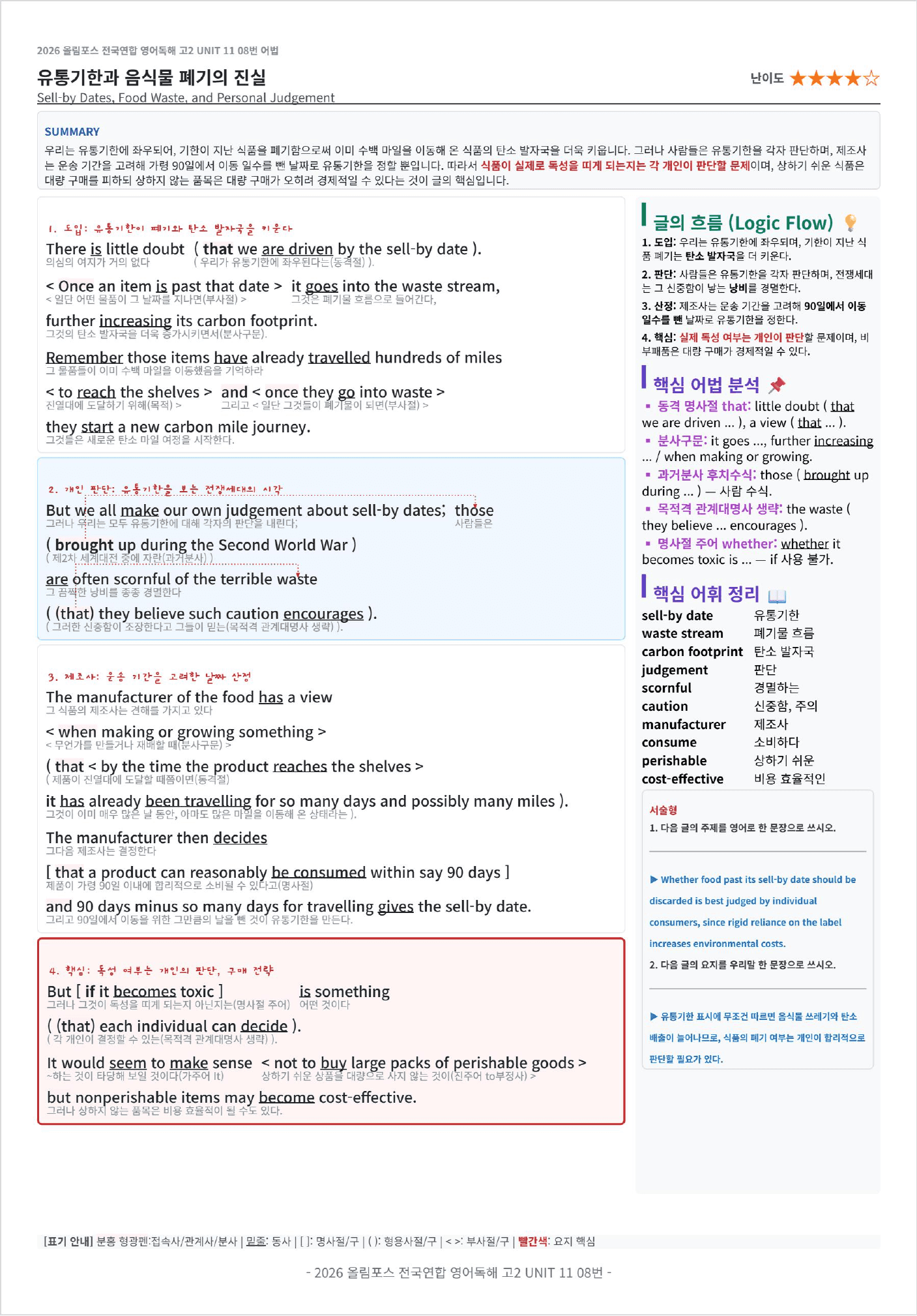 2026 올림포스 전국연합학력평가 영어독해 고2 UNIT 11 킹스분석_preview_undefined