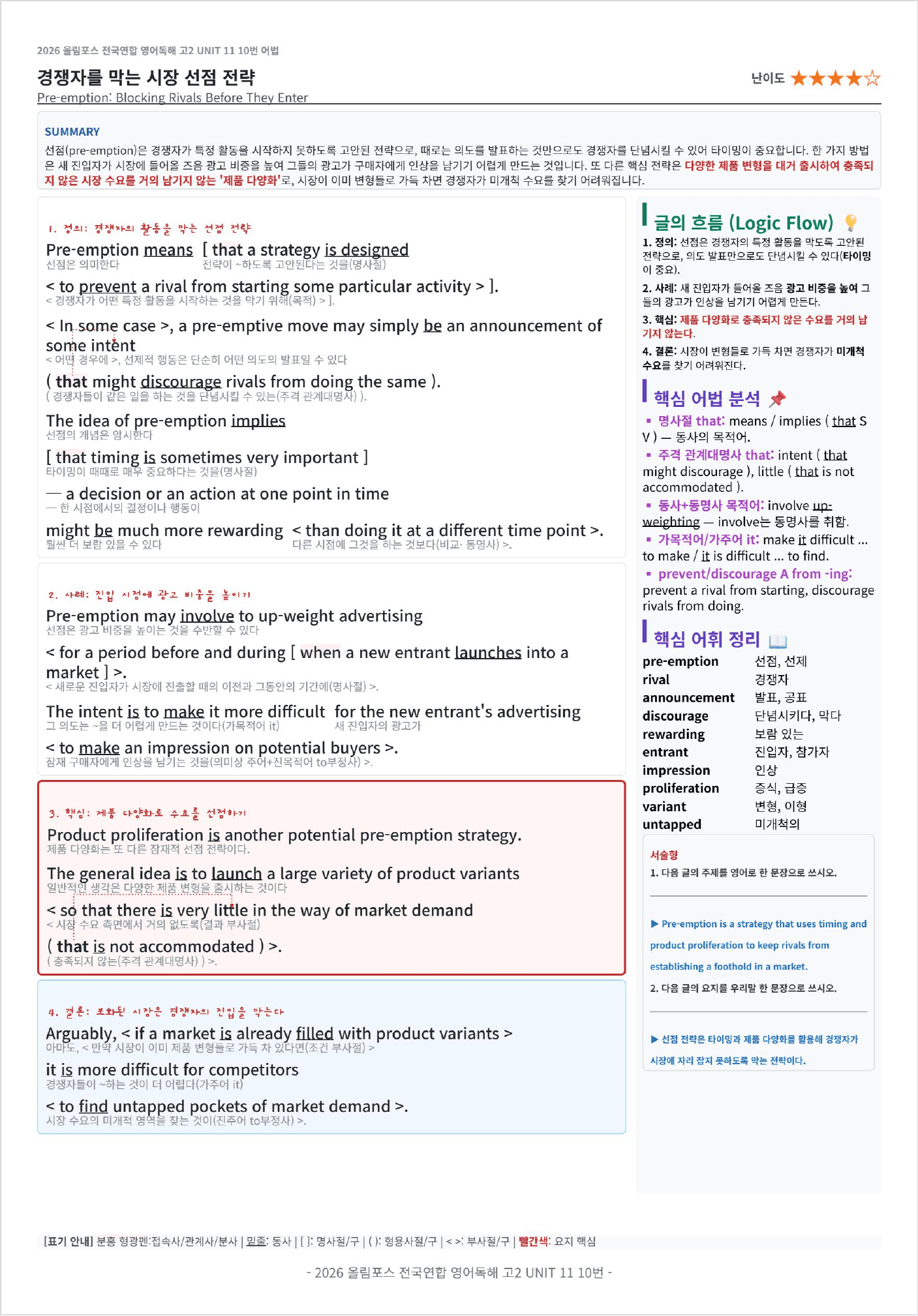 2026 올림포스 전국연합학력평가 영어독해 고2 UNIT 11 킹스분석_preview_undefined