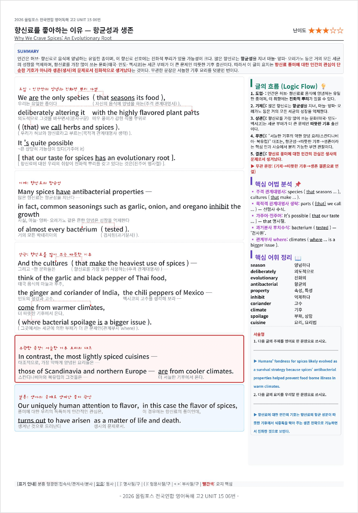 2026 올림포스 전국연합학력평가 영어독해 고2 UNIT 15 킹스분석_preview_undefined