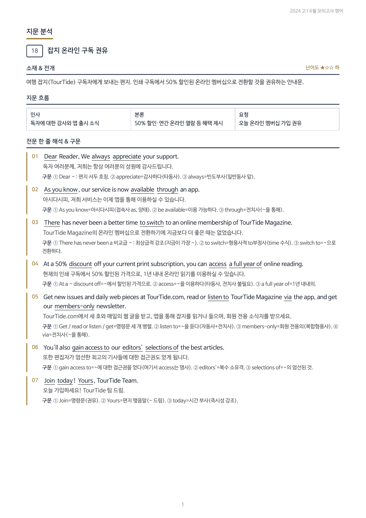 2024년 고1 6월 모의고사 내신 최적화 지문분석_해설_preview_undefined