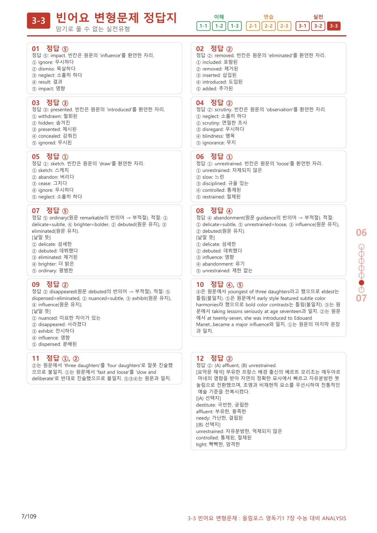3-3번_올림포스_영어독해의 기본1_Unit 7_100제(보너스 자료)_preview_undefined