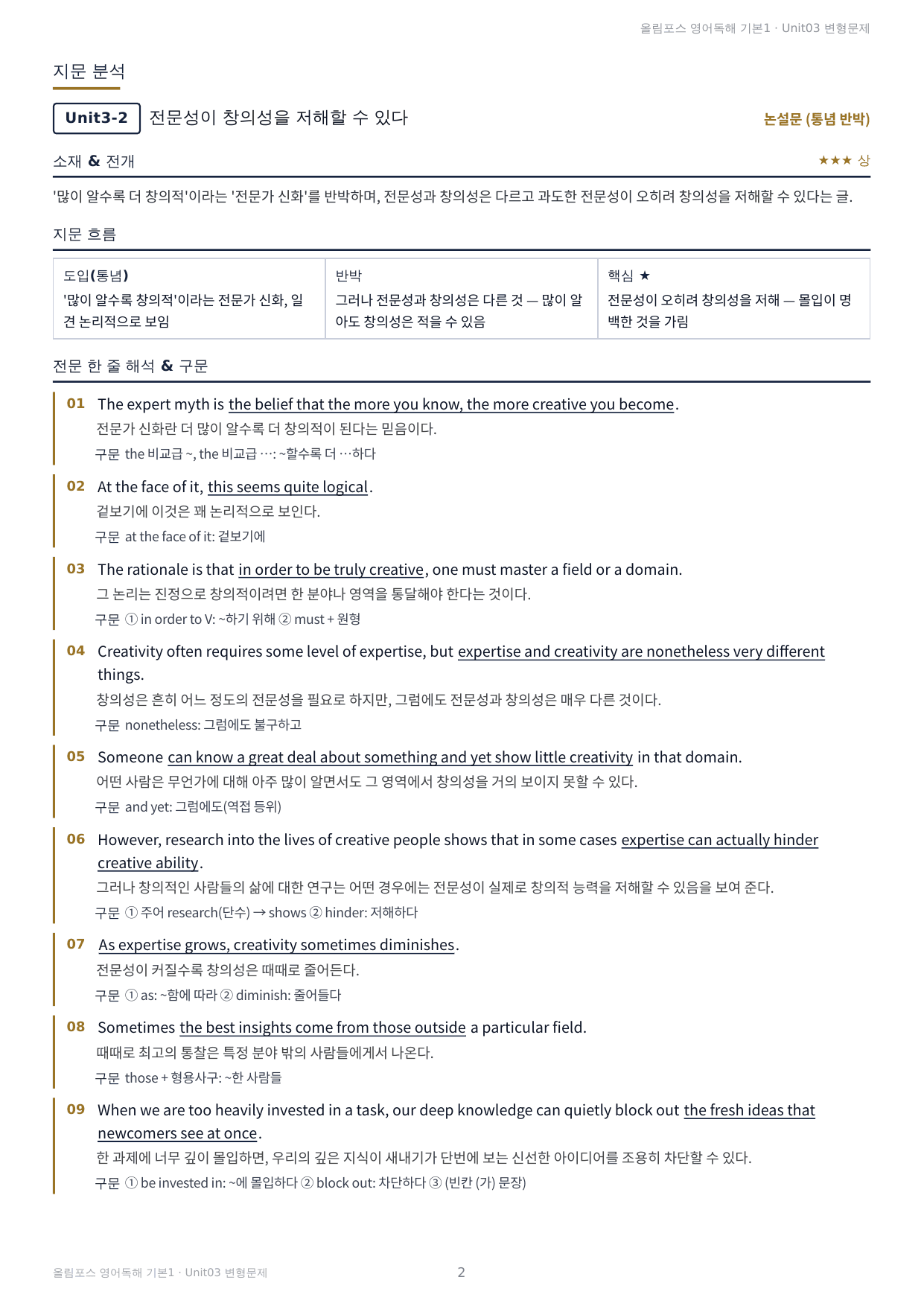 올림포스 독해 기본1 Unit3 실전 최적화 변형문제212제(서술형포함)_preview_undefined