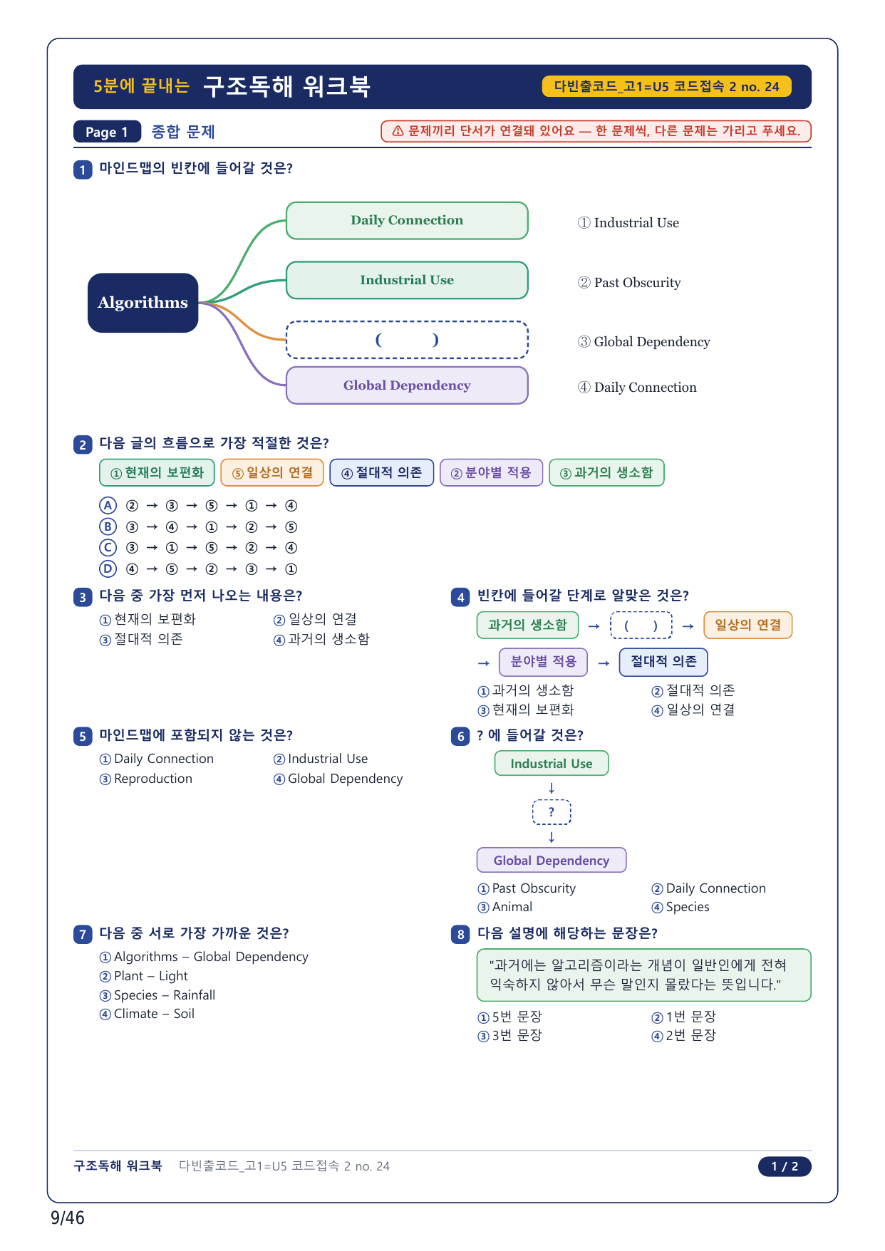 1-2번_다빈출코드_영어독해_고1_Unit 5_10지문_preview_undefined