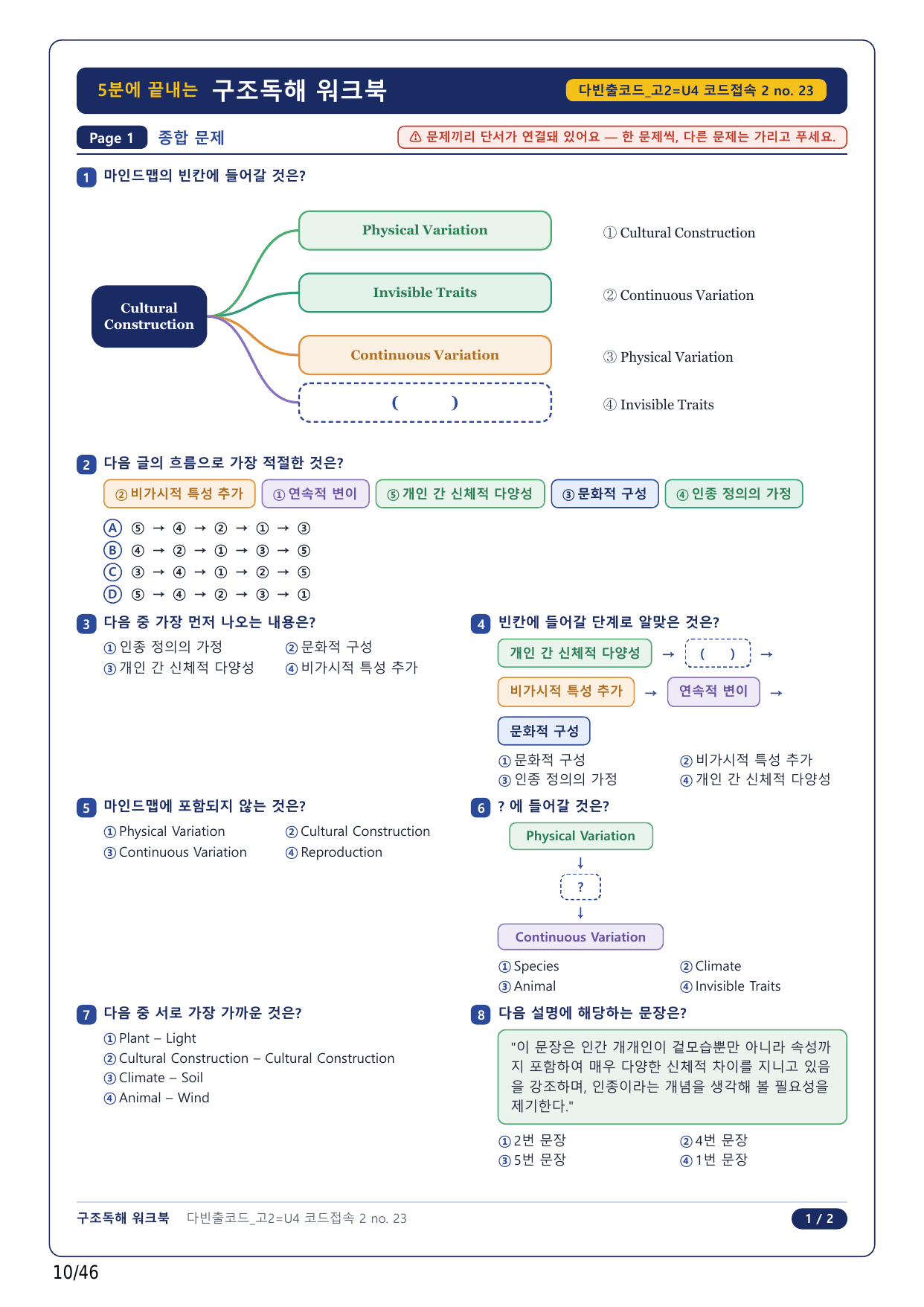 1-2번_다빈출코드_영어독해_고2_Unit 4_10지문_preview_undefined