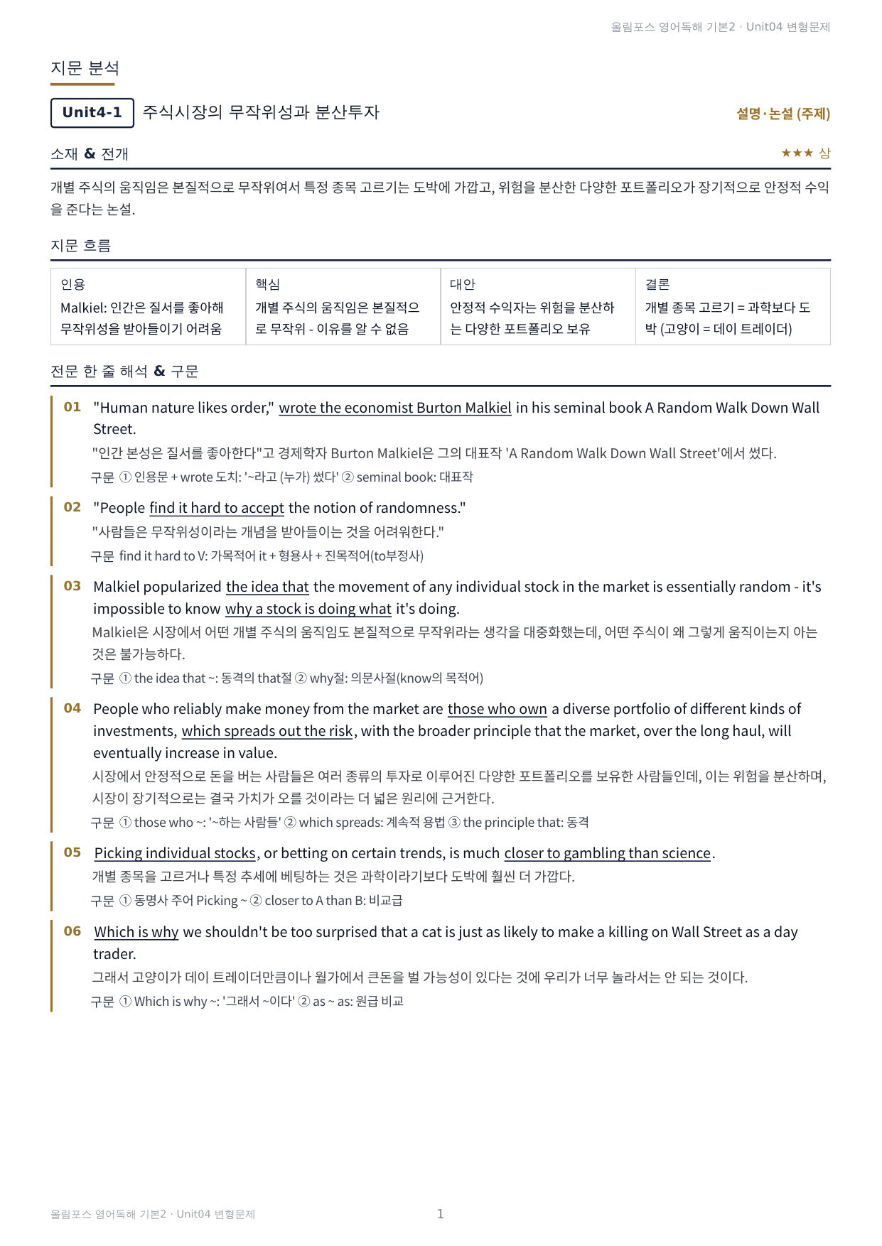 올림포스 독해 기본2 Unit4 실전 최적화 변형문제188제(서술형포함)_preview_undefined