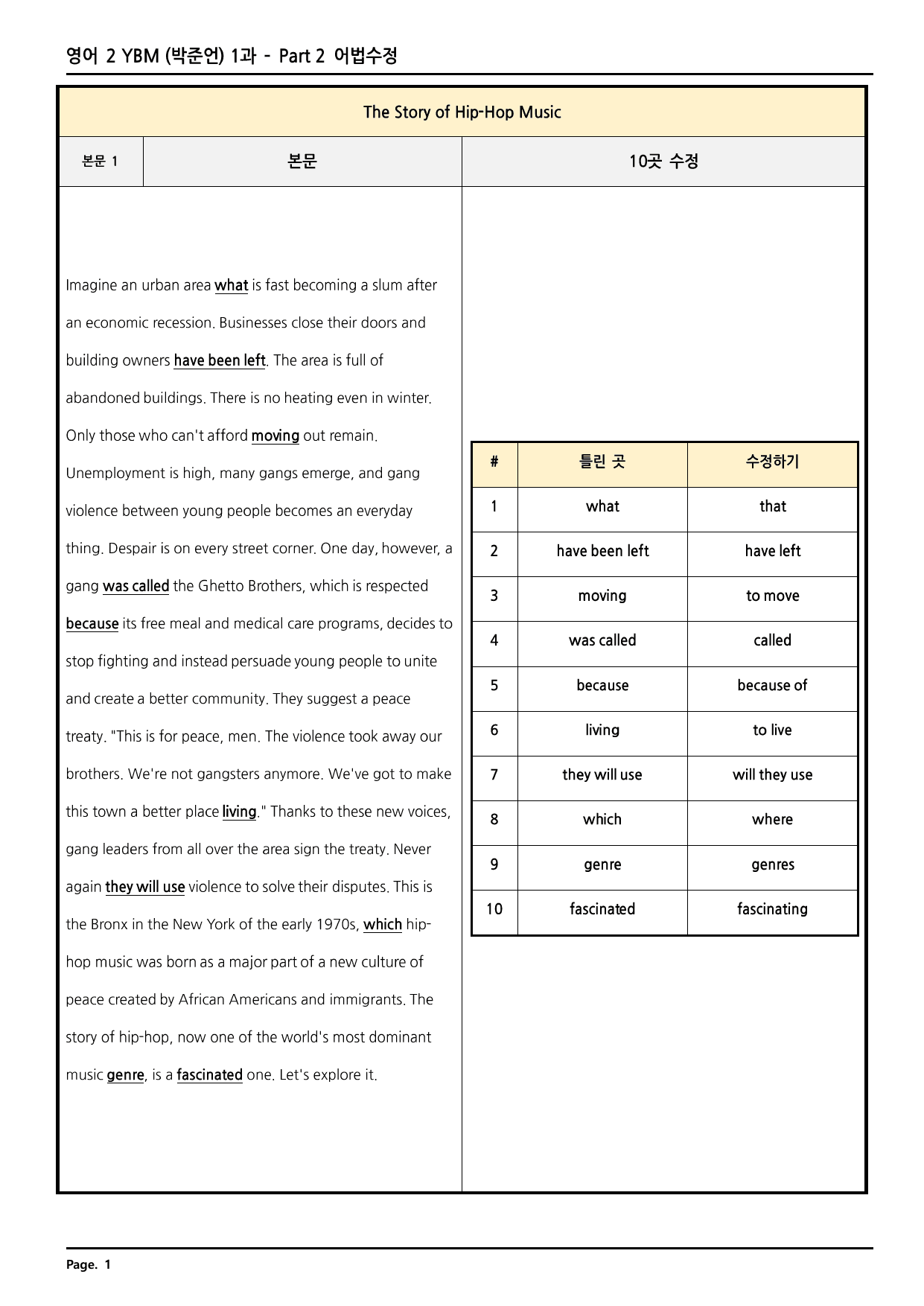 영어2 YBM(박준언) 1과 깔끔한 분석과 완벽한 테스트 (74페이지)_preview_undefined