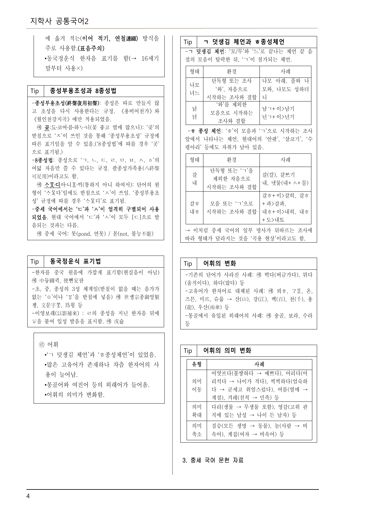 지학사 공국2 4-(1) 국어가 걸어온 길(이론 정리, 문제 45제)_preview_undefined