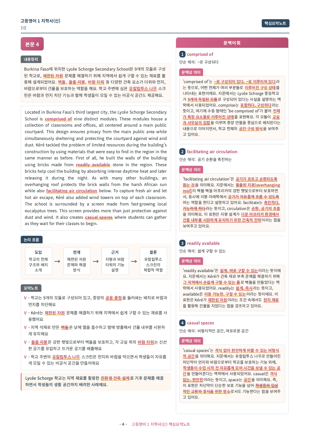🩷 (고등영어1) 지학사(신) 3과 핵심요약노트🩷_preview_undefined