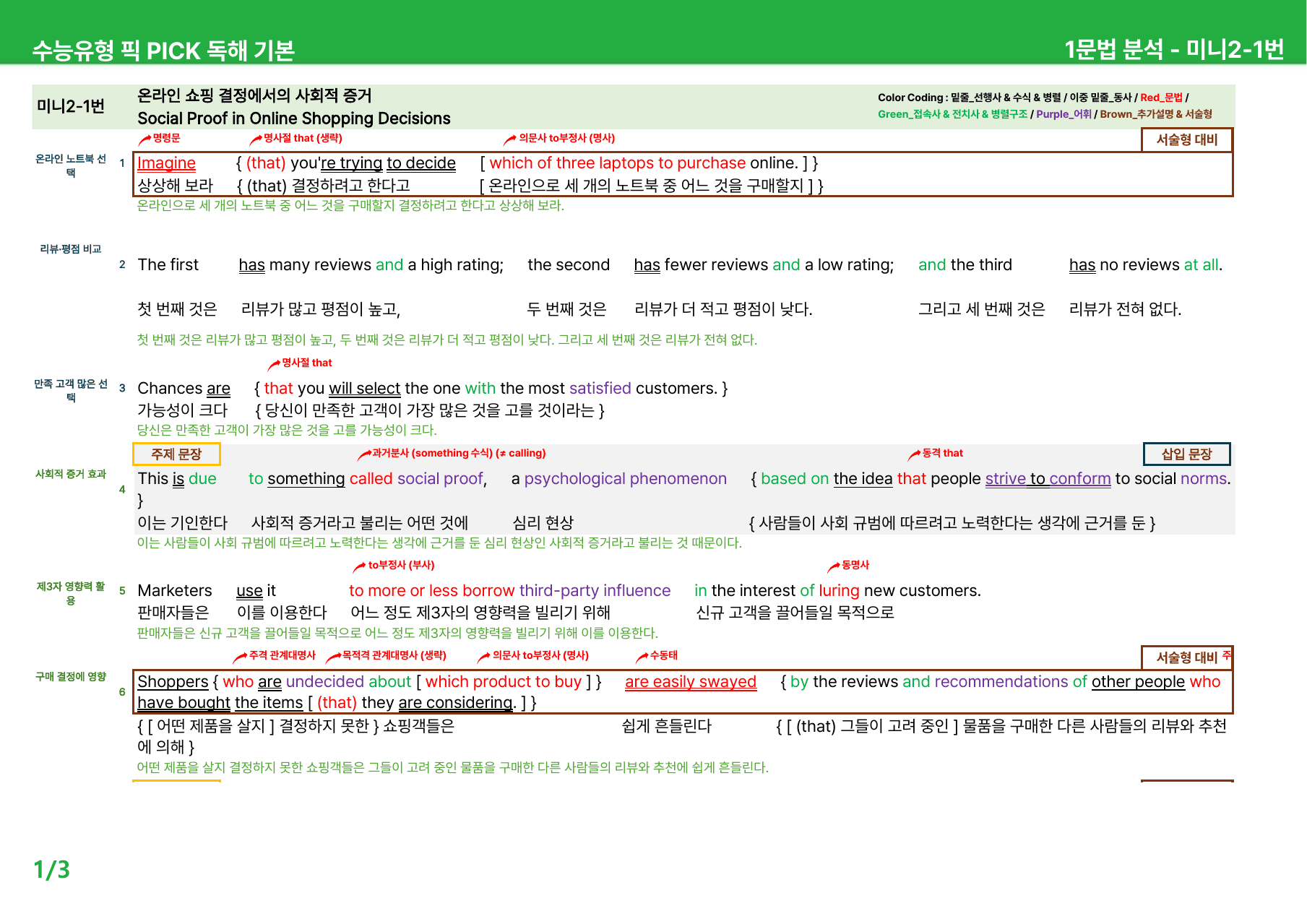 수능유형 픽 PICK 독해 기본 (2023) - 미니 1-3과 본문분석_preview_undefined
