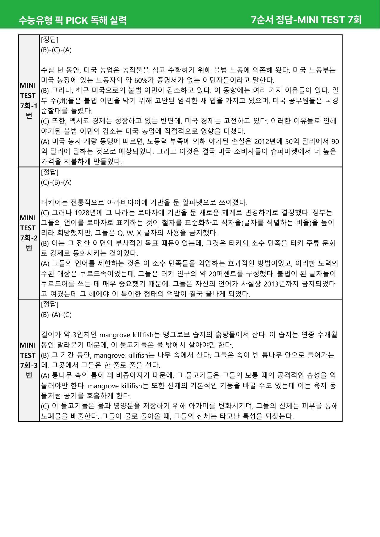 수능유형 픽 PICK 독해 실력 (2023) - 미니 7-8 본문분석_preview_undefined