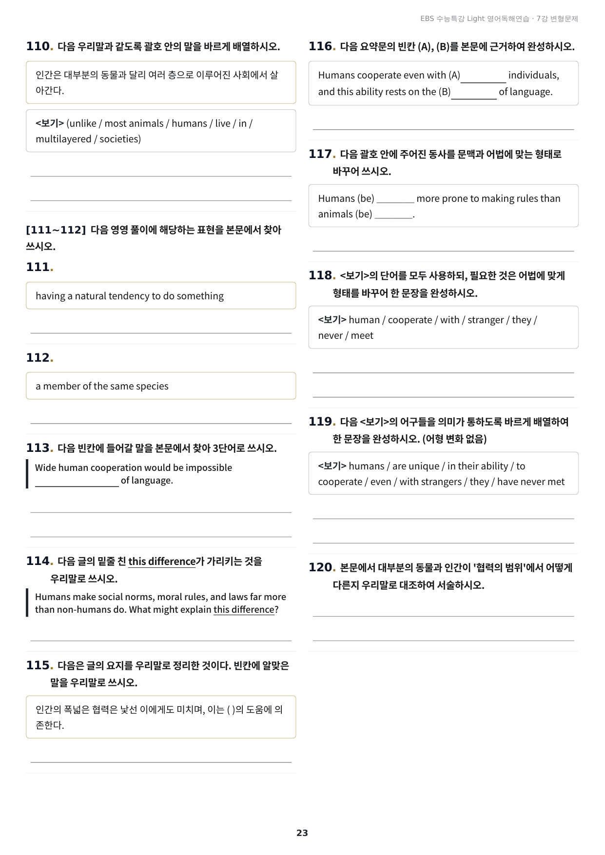 수능특강 Light 영어독해연습 7강 구문분석+실전 변형문제 264제_preview_undefined