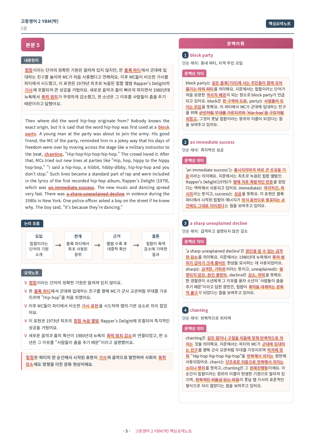 🩷 (고등영어2) YBM(박) 1과 핵심요약노트🩷_preview_undefined