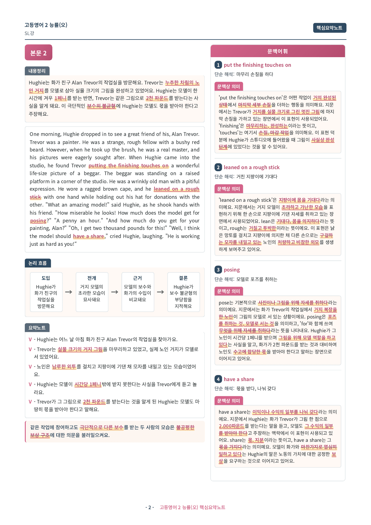 🩷 (고등영어2) 능률(오) SL과 핵심요약노트🩷_preview_undefined