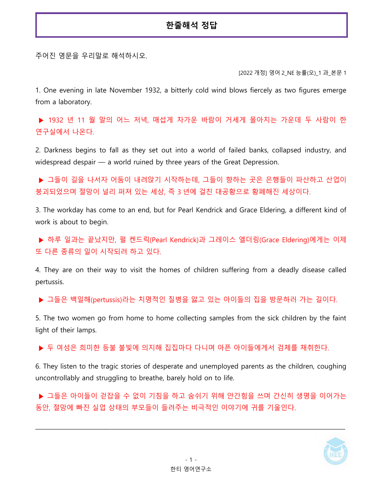 고등영어2_NE능률(오선영)_1과(수정)_20단계 워크북_한티영어연구소_preview_undefined