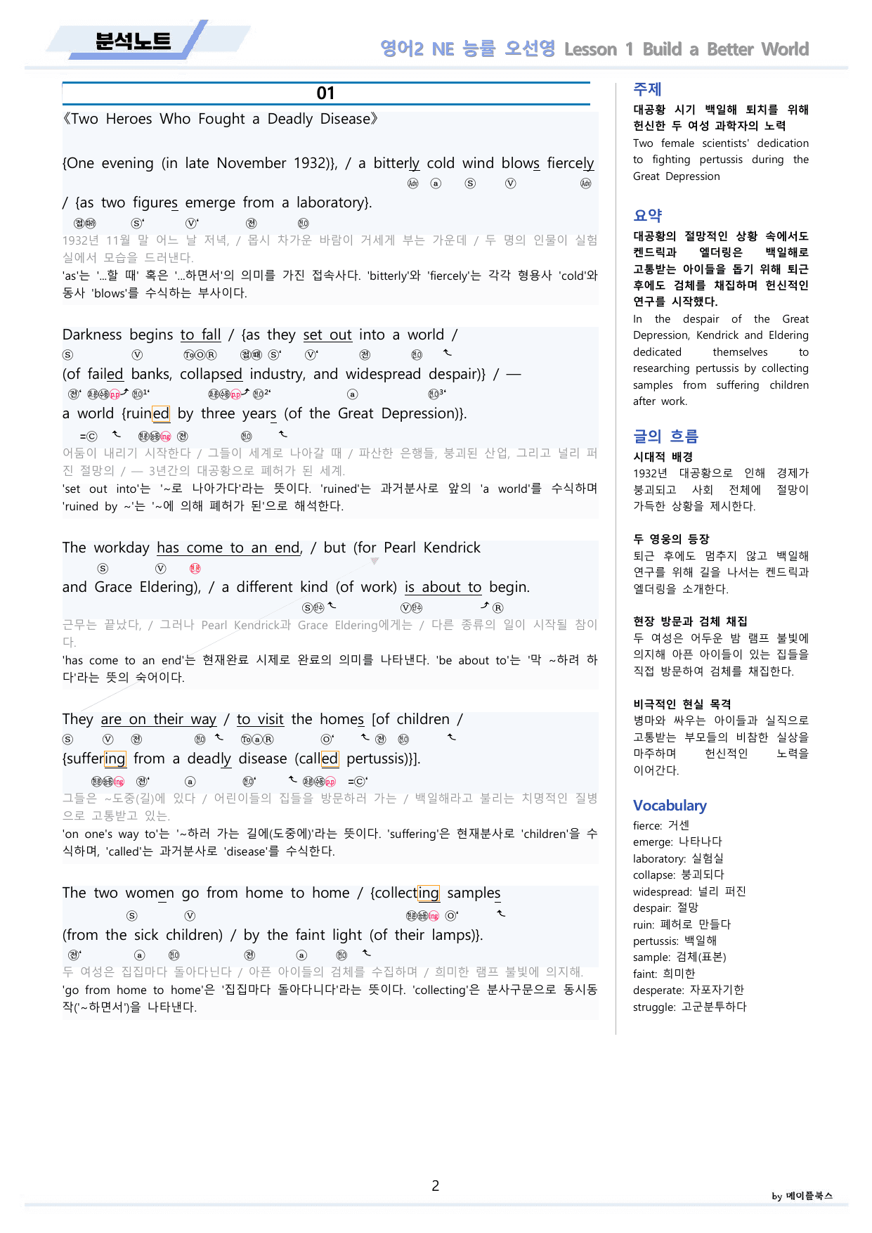 영어2 능률 NE 오선영 분석노트 1강 1과 by 메이플북스 22년 개정_preview_undefined