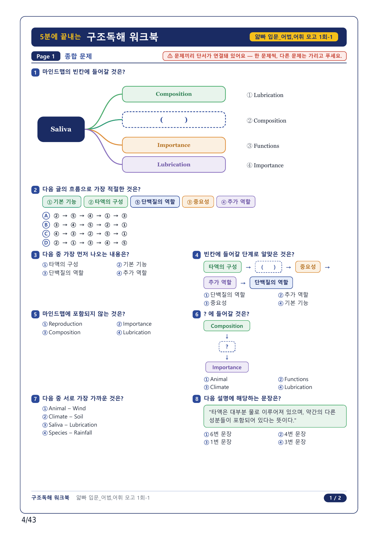 1-2번_얇빠독해 입문 미니모고 10+2회_어휘어법 1회_10지문_preview_undefined