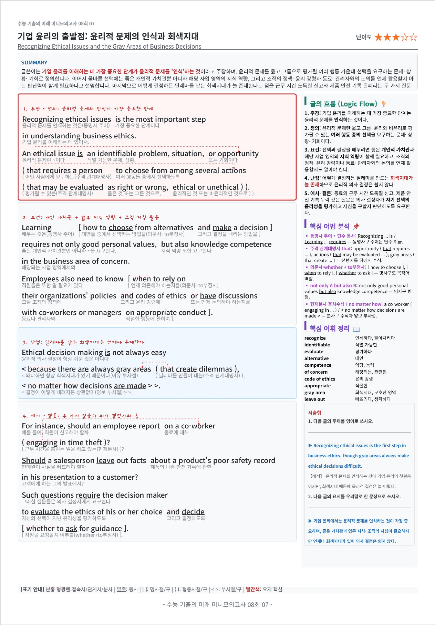 수능 기출의 미래 미니모의고사 영어독해 풀유형 8회 킹스분석_preview_undefined
