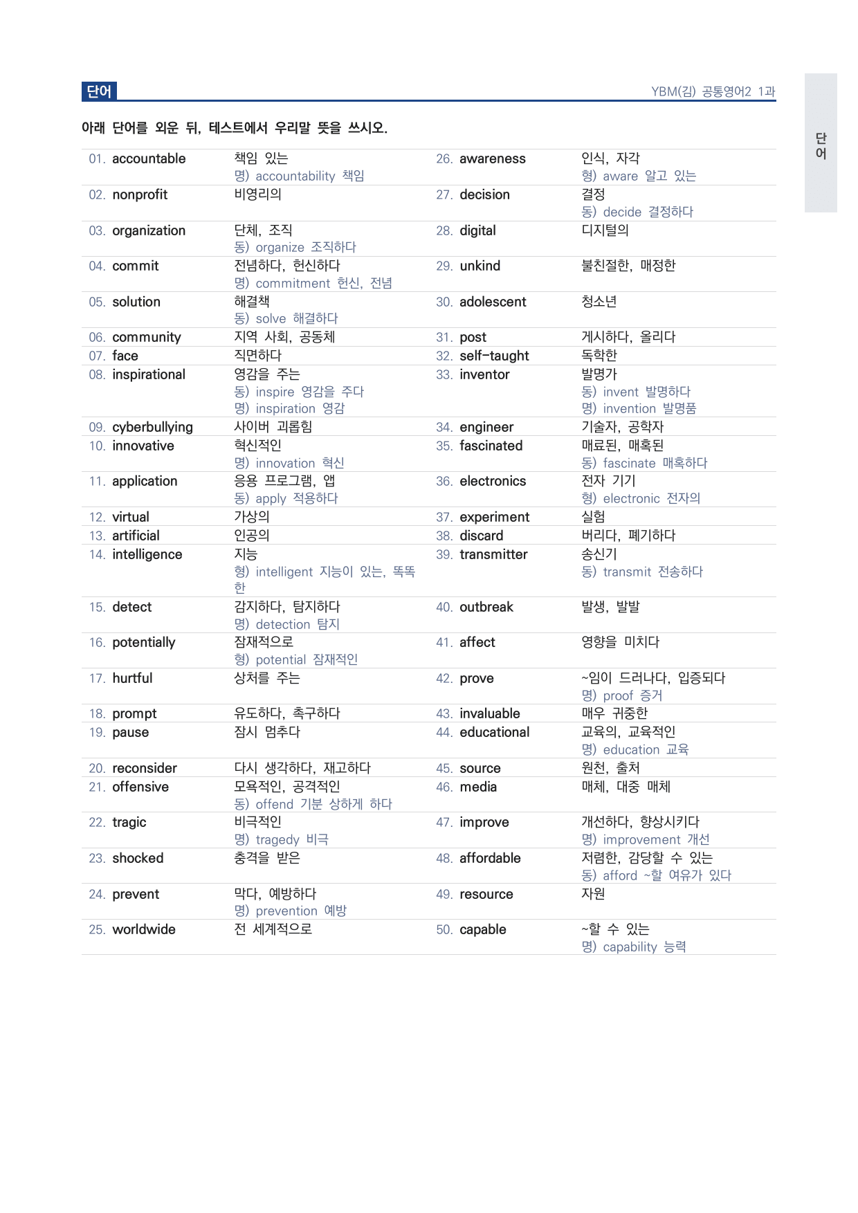 고1 공통영어 2 YBM(김) 1과 워크북 by 시대인재 이현우T_preview_undefined