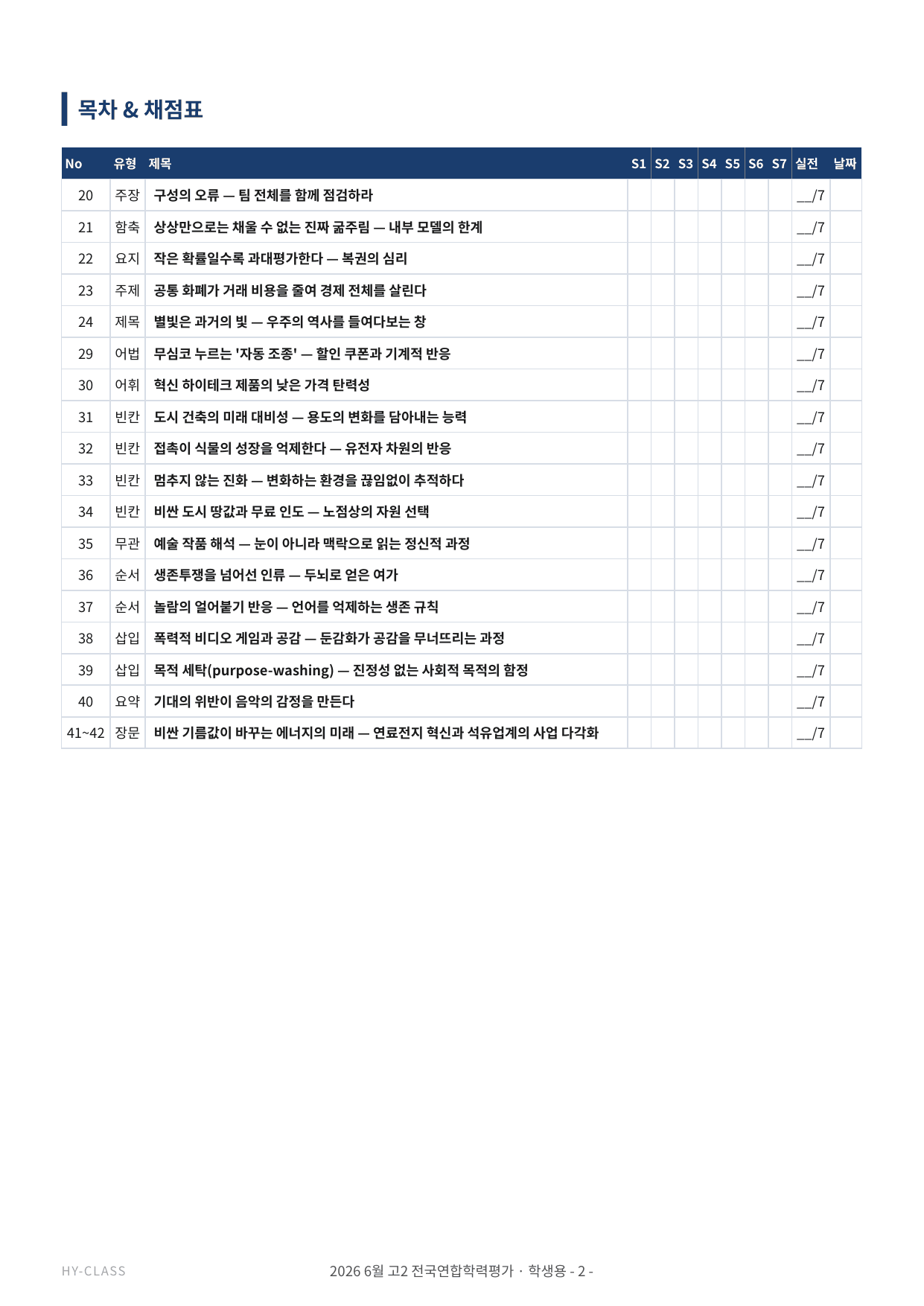 2026년 6월 고2 모의고사 영어 본문 분석 & 7STEP 워크북 _preview_undefined