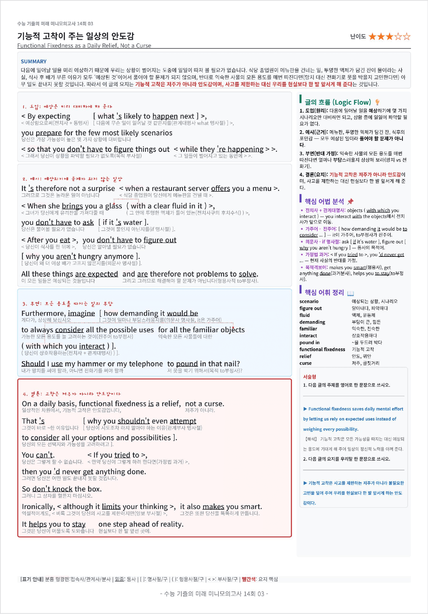 수능 기출의 미래 미니모의고사 영어독해 풀유형 14회 킹스분석_preview_undefined