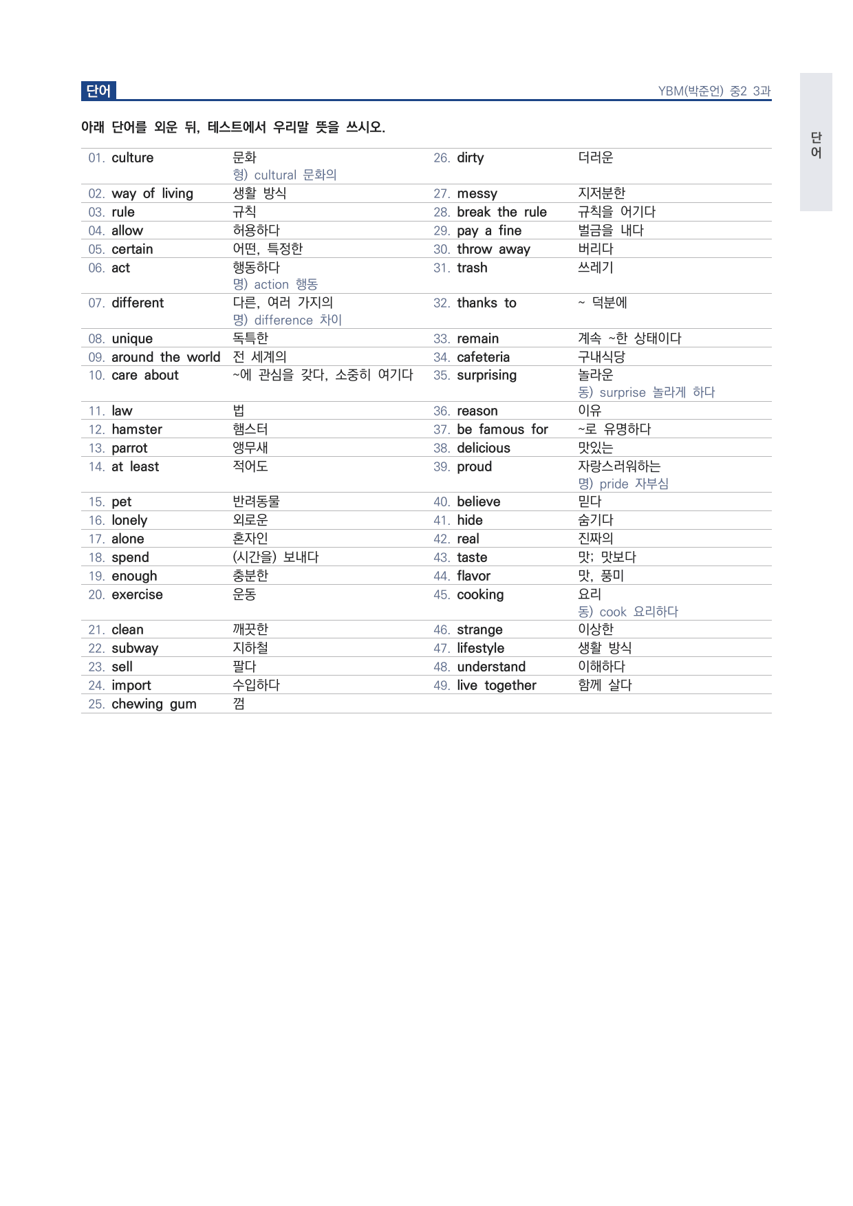 중2 중학 영어 2 YBM(박) 3과 본문 워크북 by 시대인재 이현우T_preview_undefined