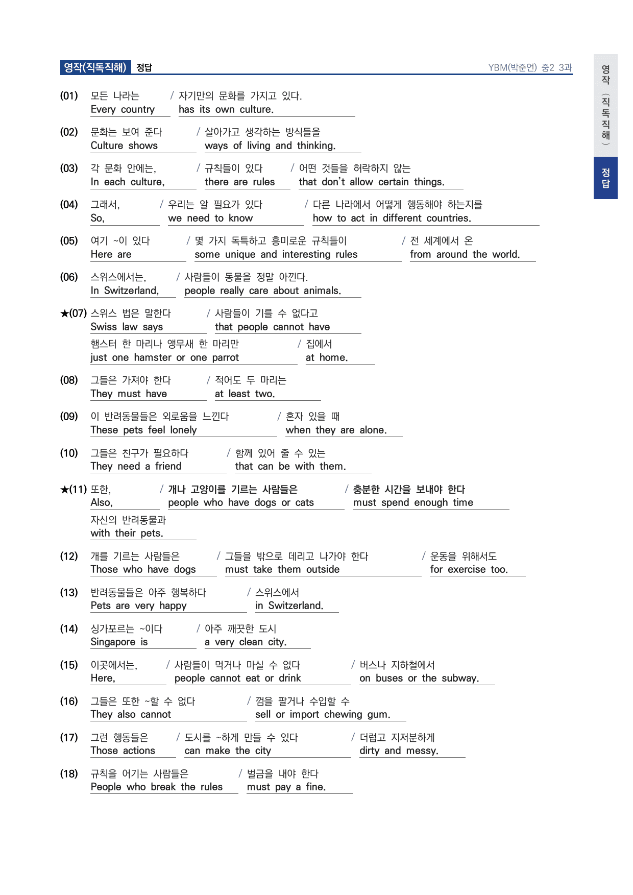 중2 중학 영어 2 YBM(박) 3과 본문 워크북 by 시대인재 이현우T_preview_undefined