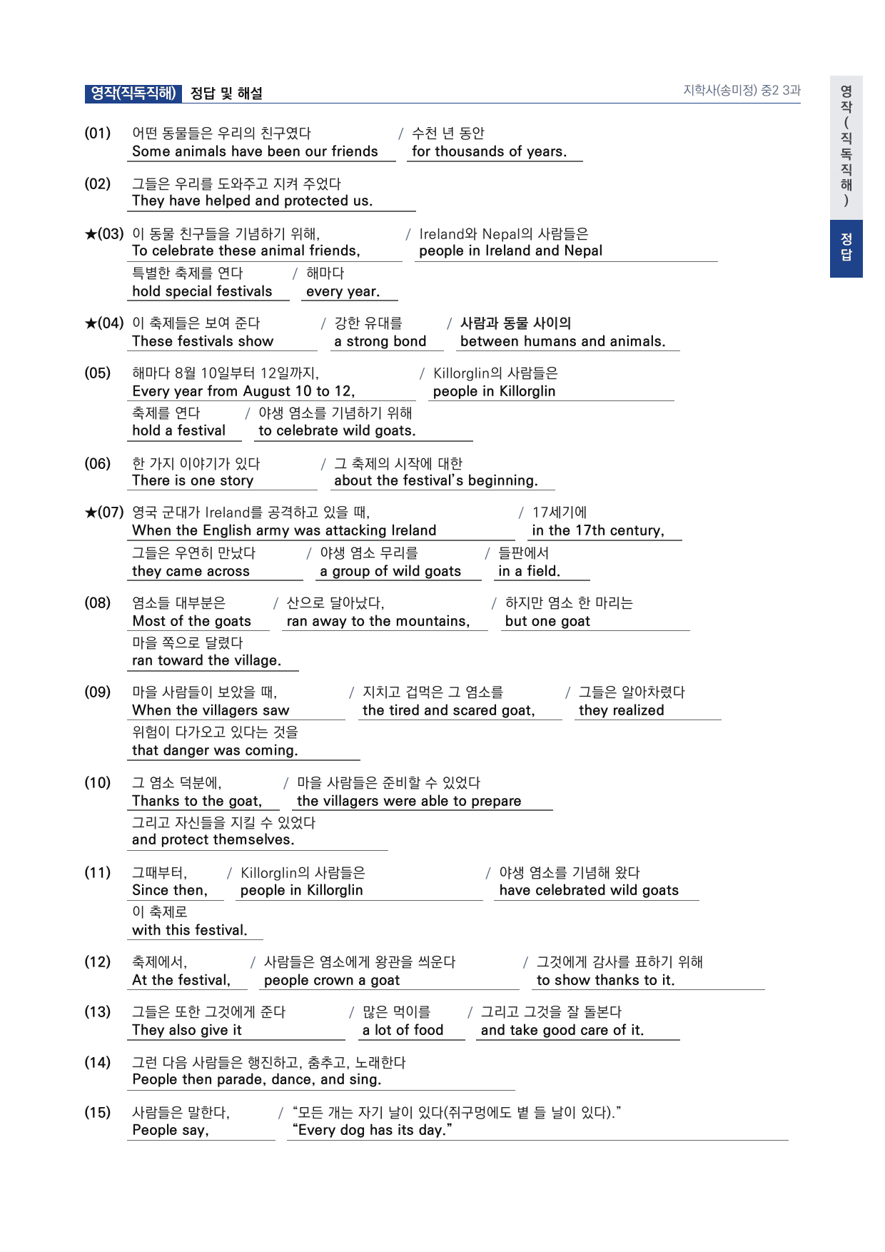 중2 중학 영어 2 지학사(송) 3과 본문 워크북 by 시대인재 이현우T_preview_undefined
