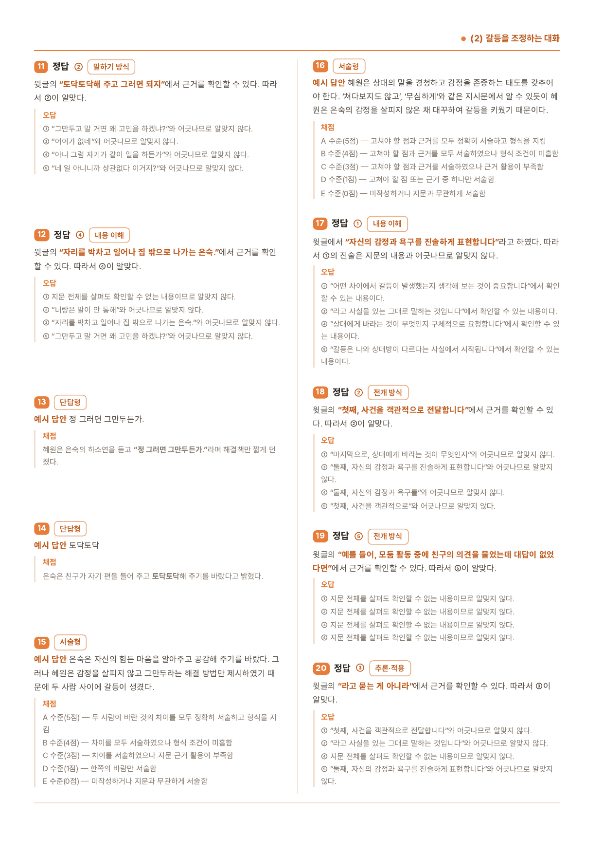 중2국어 2학기 해냄 1-(2)갈등을 조정하는 대화_50문제_preview_undefined