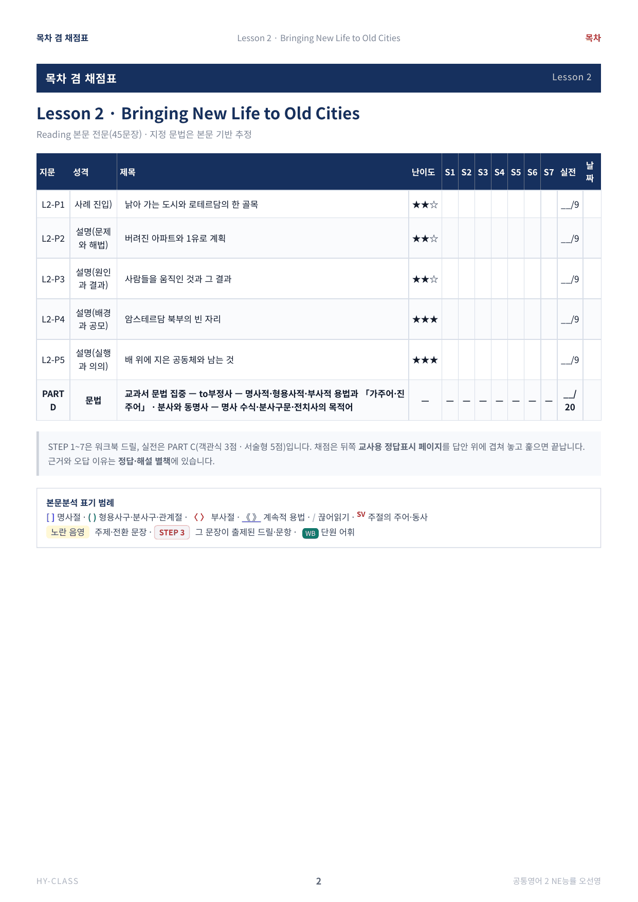 공통영어2 NE능률(오선영) 2과 본문분석 워크북_preview_undefined