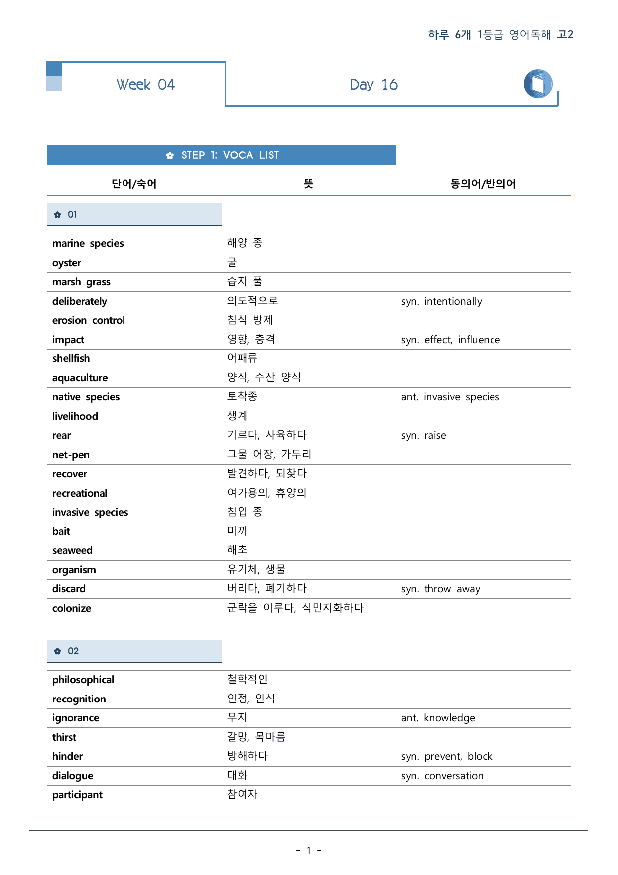 DAY 16 하루 6개 1등급 영어독해_2학년_워크북+변형문제(65p)_preview_undefined