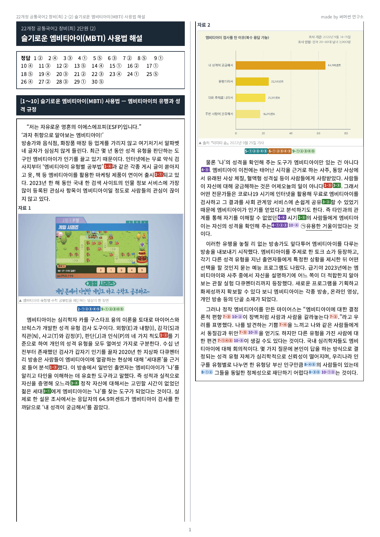22개정 공통국어2 창비(최) 2-(2) 슬기로운 엠비티아이 사용법 문제_preview_undefined
