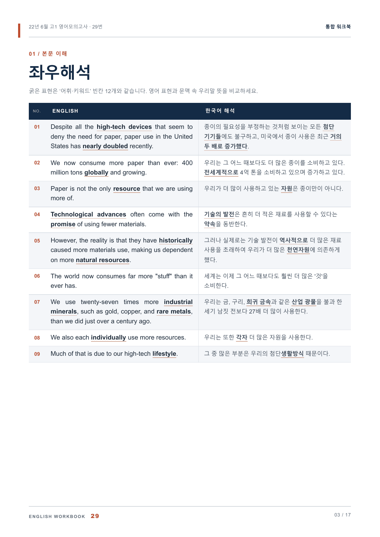 22년 6월 고1 영어모의고사 29번 통합 워크북_preview_undefined