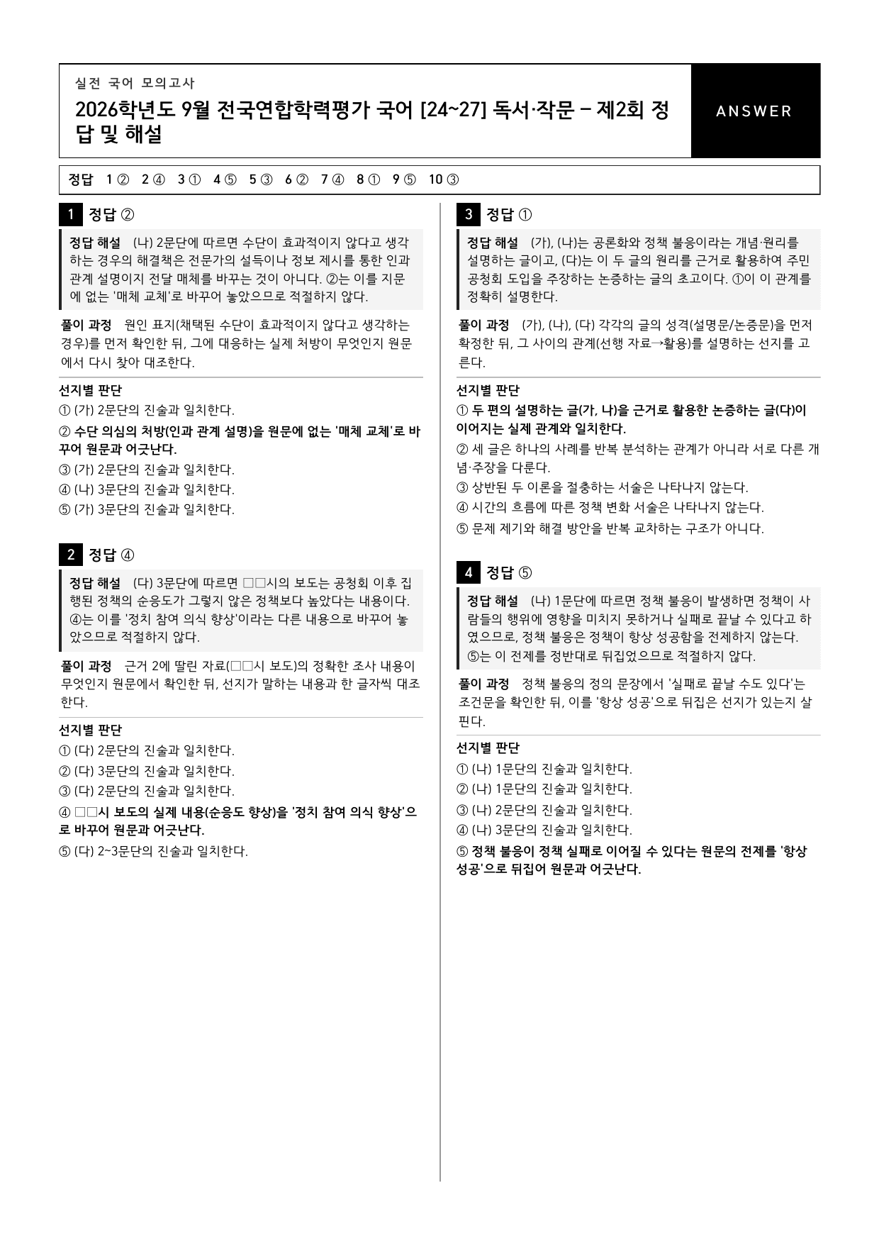 26년 고1 9월 모의고사 24~27번 독서와 작문_공론화_정책_변형문제_preview_undefined