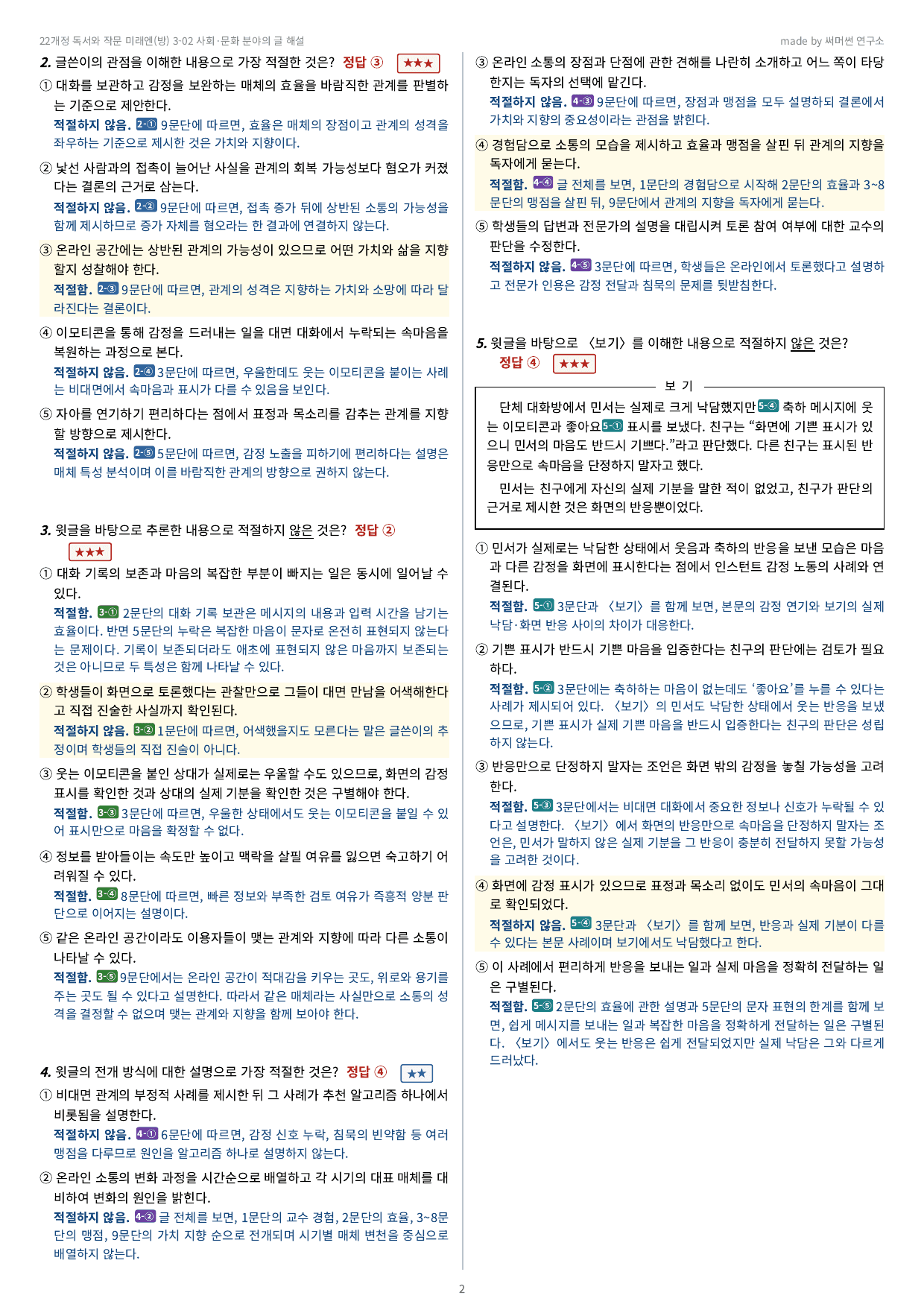 독작 미래엔(방) 3-02 사회·문화 분야의 글 기본&심화문제_preview_undefined