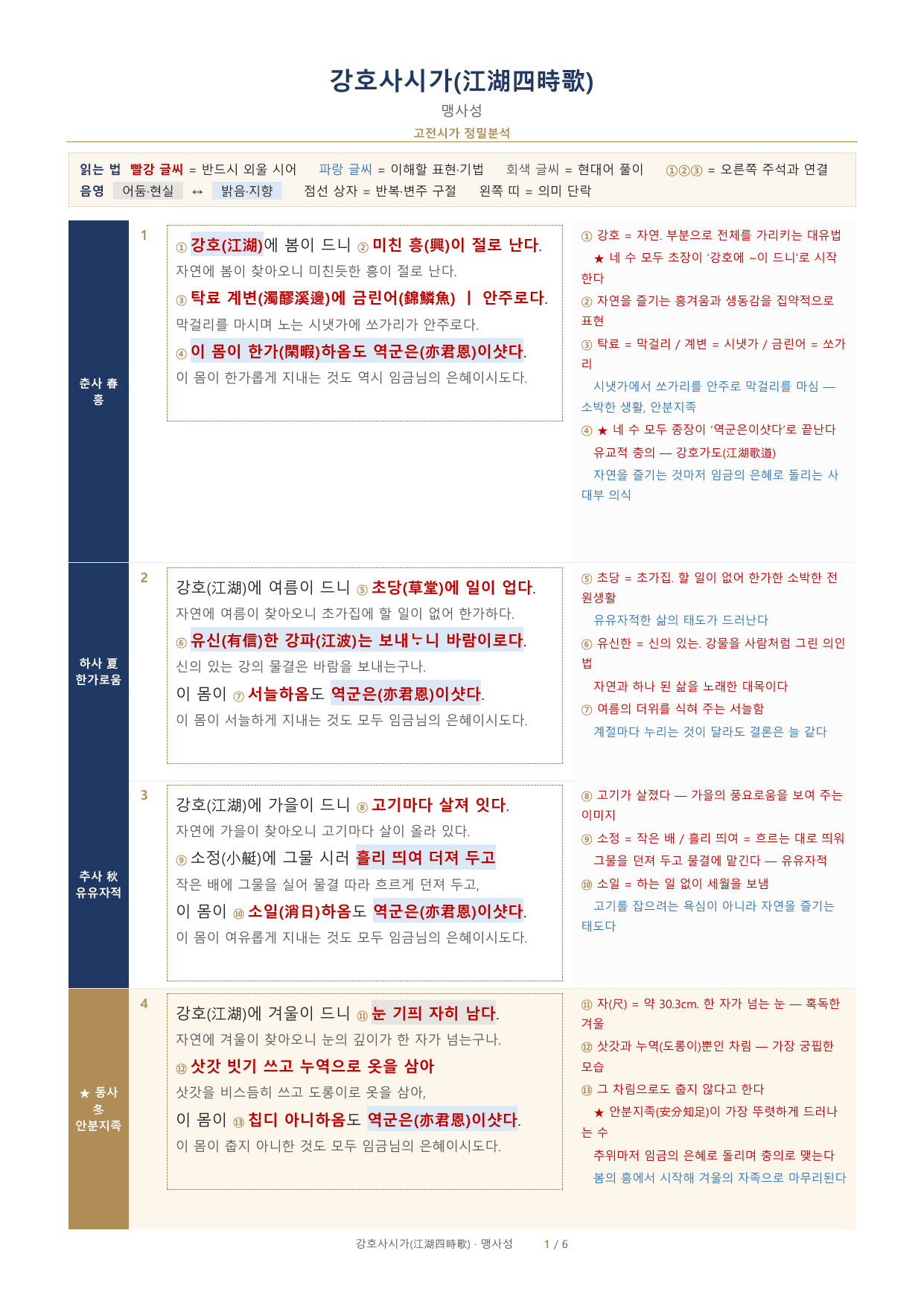 맹사성 「강호사시가」 정밀분석·문제·해설_preview_undefined